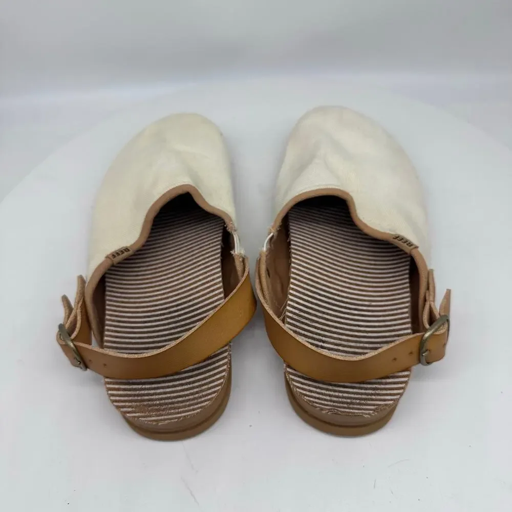 Reef Cushion Sage Slingback Cream Clog Womens Size 7 Style C18633 Textile